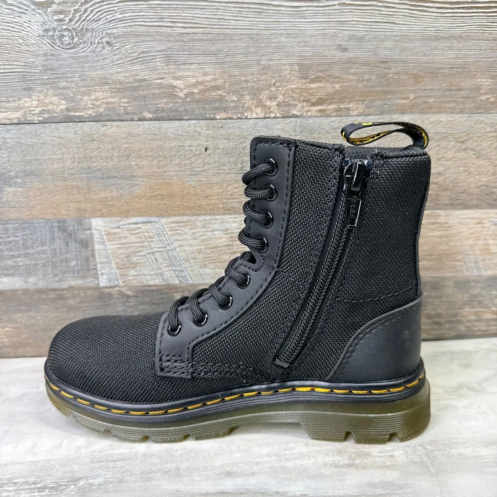 Dr.‎ Martens Combs J Kids Black Extra Tough Nylon Combat Boots Size 12 US Kids